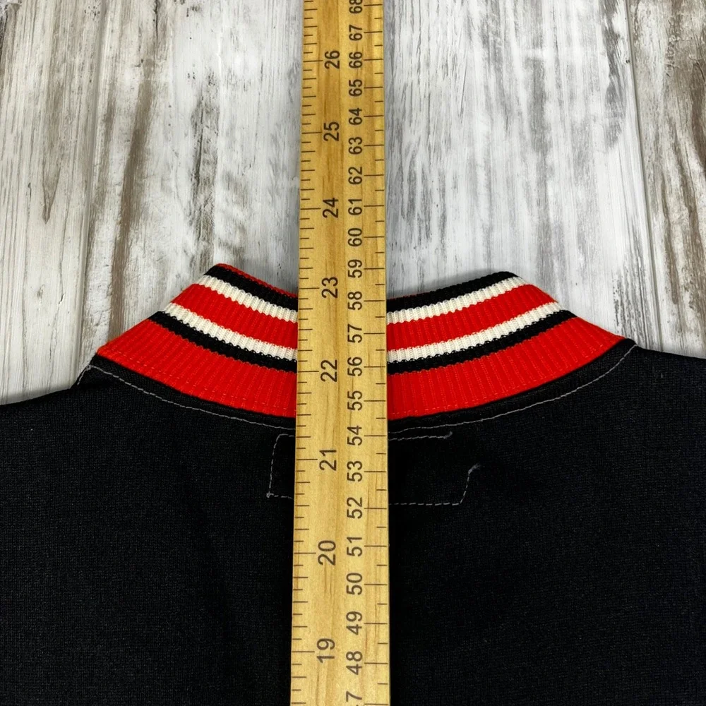 60s Vintage Russell Southern Co Winslow Athletic Jacket Black Red Snap Front S